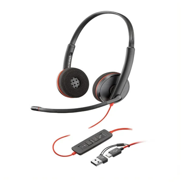 Poly Blackwire 3210 Monaural USB-C Headset +USB-C/A Adapter (Bulk)