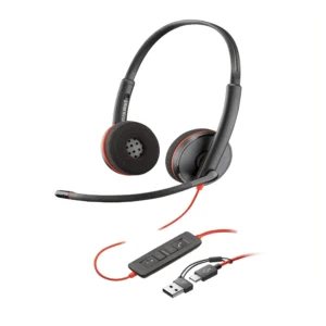 Poly Blackwire 3220 Stereo USB-C Headset +USB-C/A Adapter