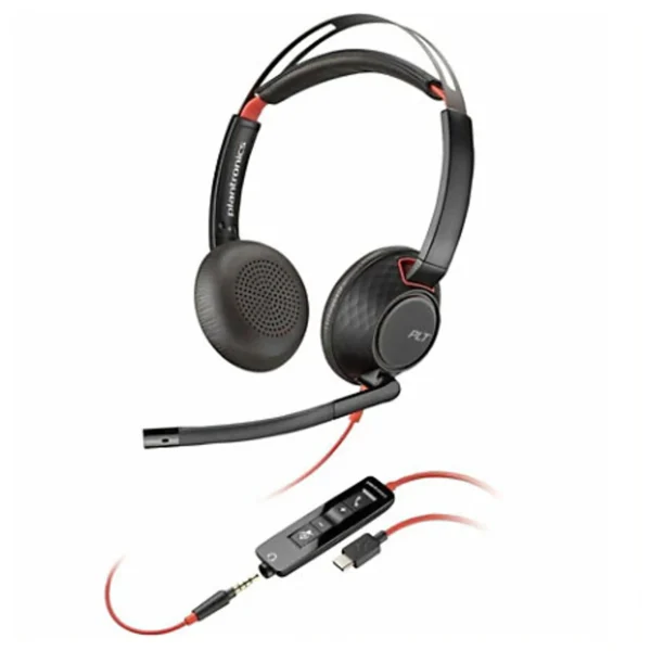 Poly Blackwire 5220 Stereo USB-C Headset +3.5mm Plug +USB-C/A Adapter